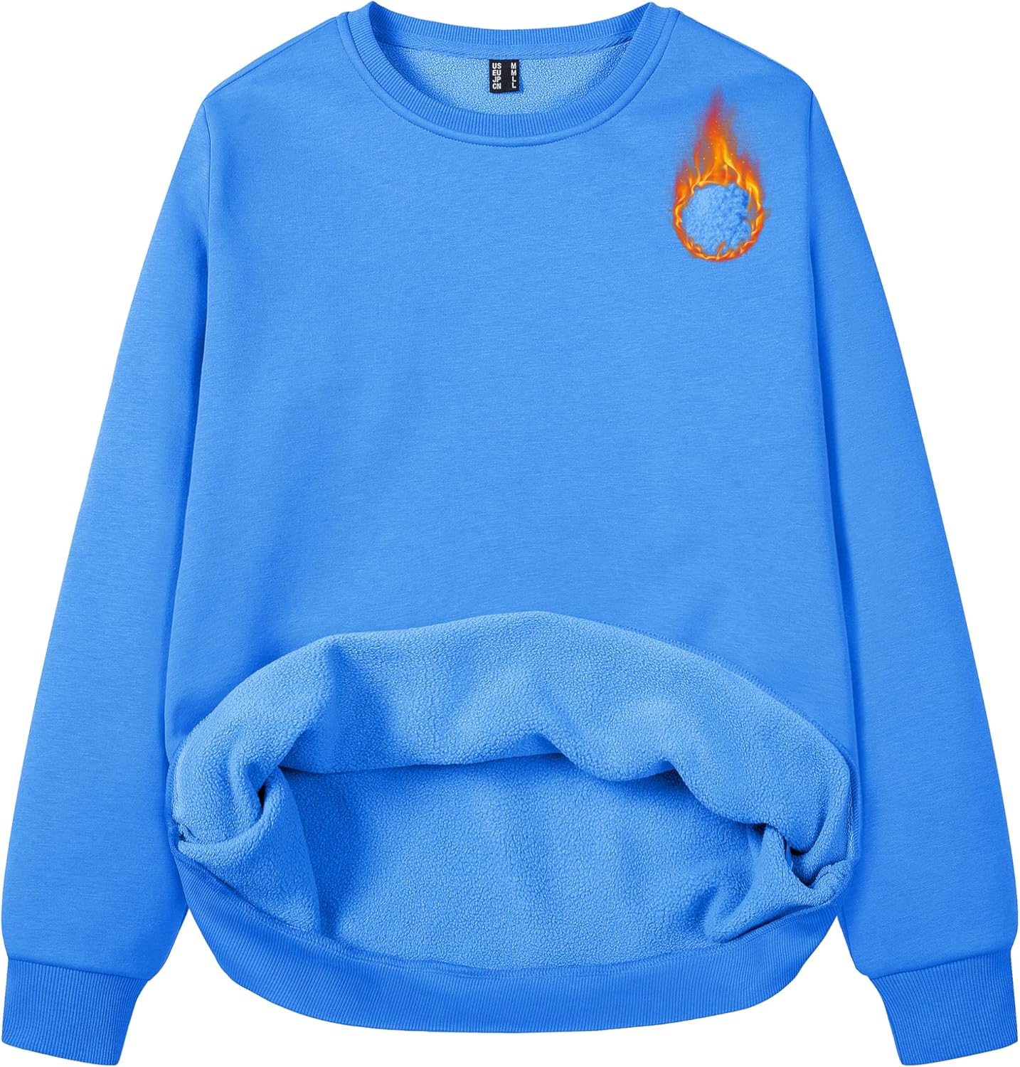 MAGCOMSEN Women's Fleece Lined Sweatshirt Crewneck Cotton Pullover Fall Winter Casual Long Sleeve Warm Soft Tops