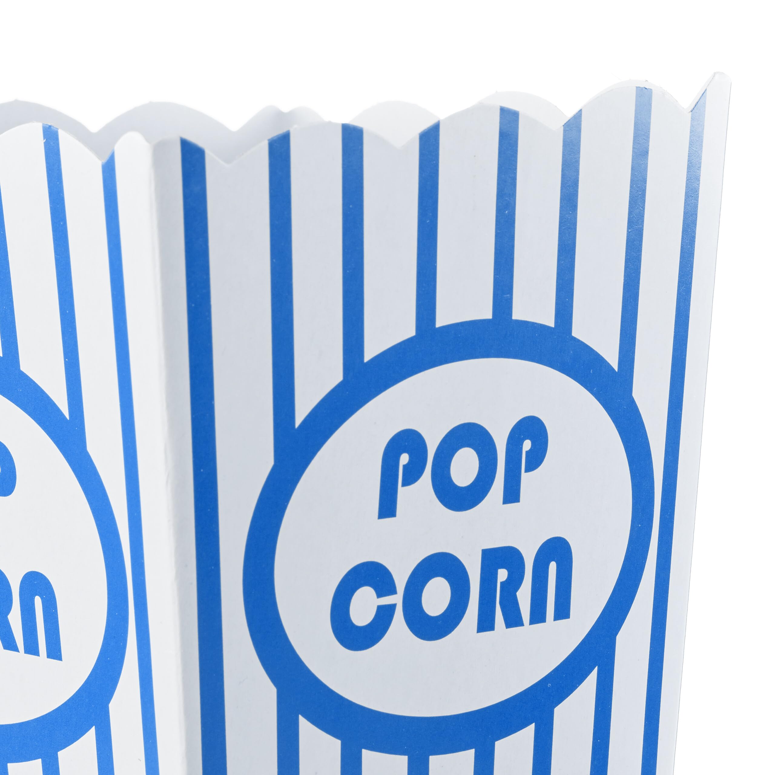 Relaxdays Popcorntüten, 144er Set, gestreift, Retro-Optik, Kino, Filmabend Zubehör, Pappe, Popcornbehälter, blau/weiß