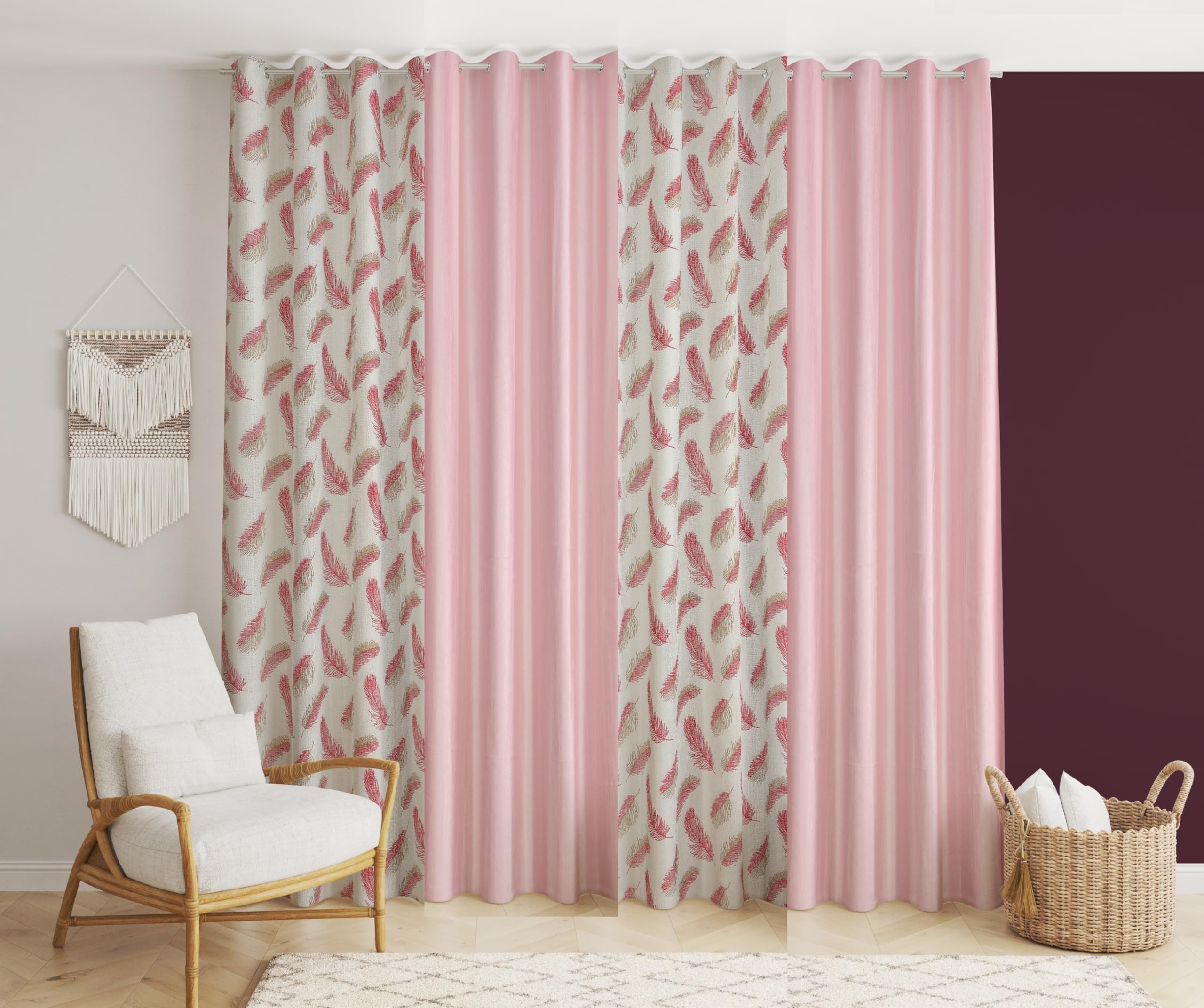 Grey Sheer Curtains - 4 Panels, Printed & Solid -8