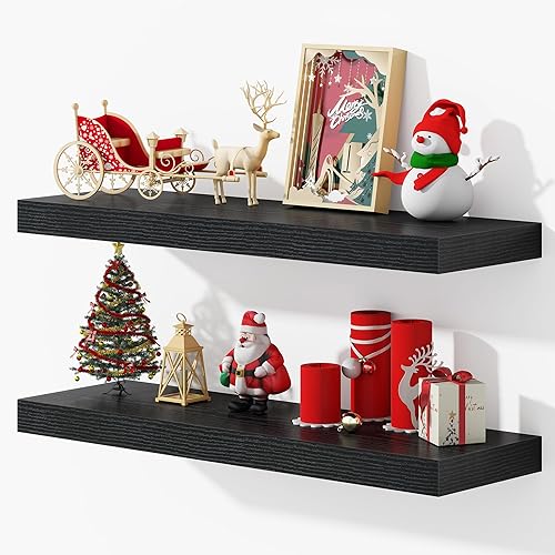 Dreamland Estantes flotantes de 32 pulgadas para pared, estantes flotantes largos de 9.3 pulgadas de profundidad, juego de 2, estante grande de