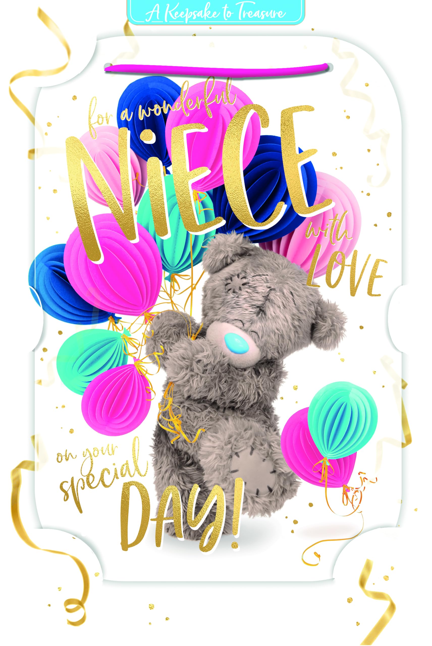 Me to You Tatty Teddy Cute 3D Photo Finish Keepsake Birthday Card For A Wonderful Niece 6x9ins - Official Collection