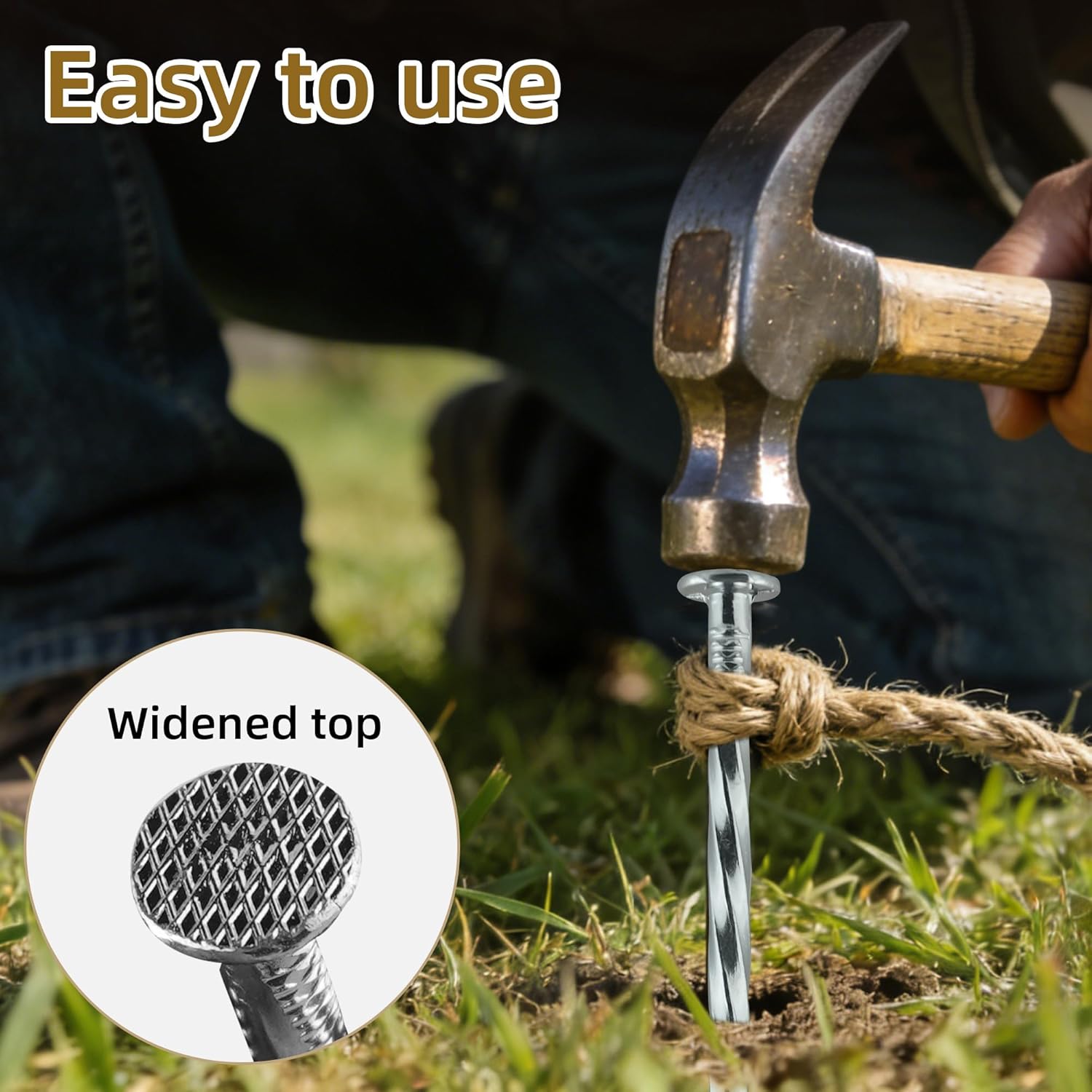 10 Inch Heavy Duty Landscape Stakes, 10 Pack Galvanized Spiral Artificial Turf Nails for Paver Edging, Weed Barriers, Lawn