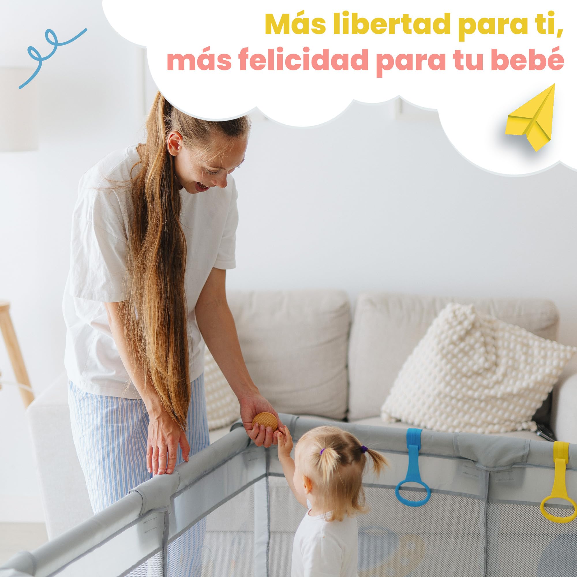 Parque Infantil Bebe 120x120cm - Alfombra Acolchada+ Juguete Mordedor+ Bolas+ 6 Anillas+ Bolsa Transporte - Parque Bebe Vista 360º - Playpen Baby Maxima Seguridad - Fácil De Montar Y Divertido
