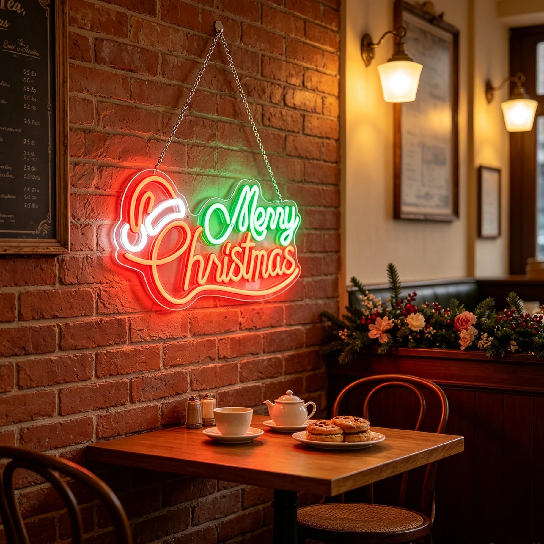 Insegna al neon con scritta "Merry Christmas", luce notturna a LED dimmerabile per casa, ufficio, bar, decorazione per feste, regalo di compleanno e Natale per la famiglia
