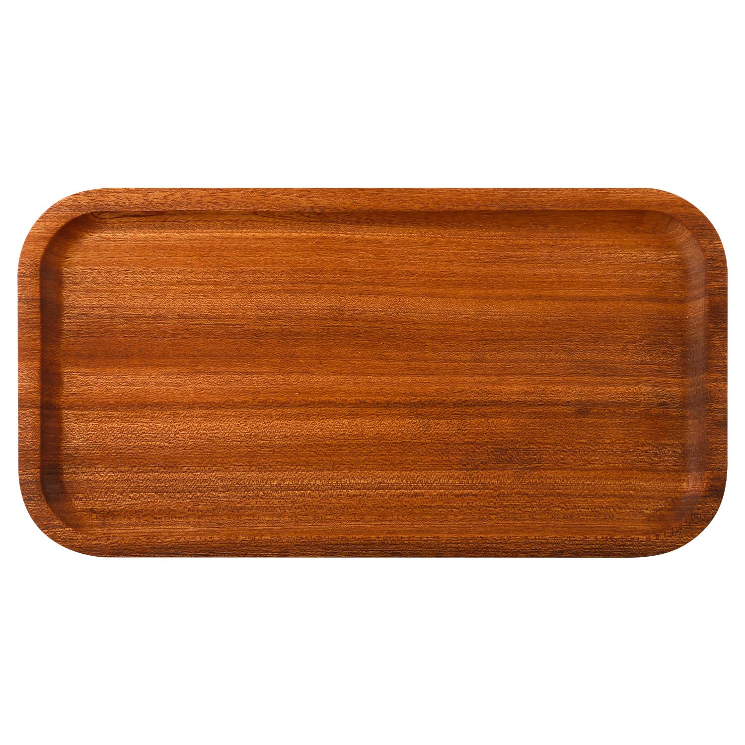 Wellrun Brown Wooden Vanity Tray,Vintage Tea Trays,Multipurpose Rectangular Tray For Makeup,Jewelry,Perfume,Soap,Keys,Countertop Organizer(25X13x1.5cm)