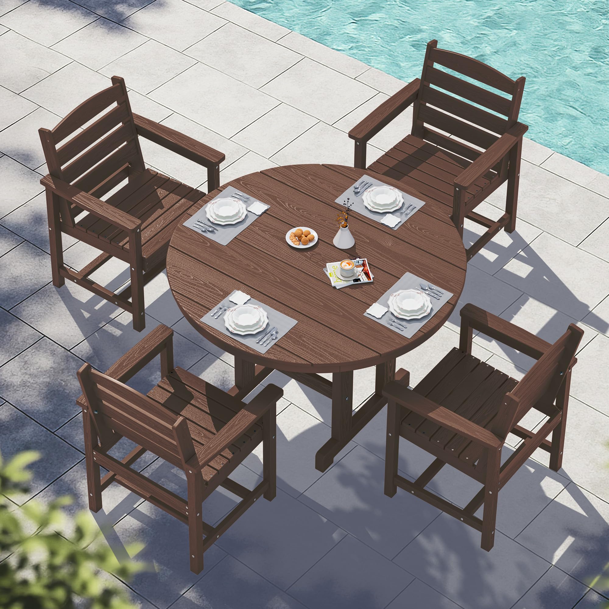 SERWALL 5-Piece HDPE Round Dining Set
