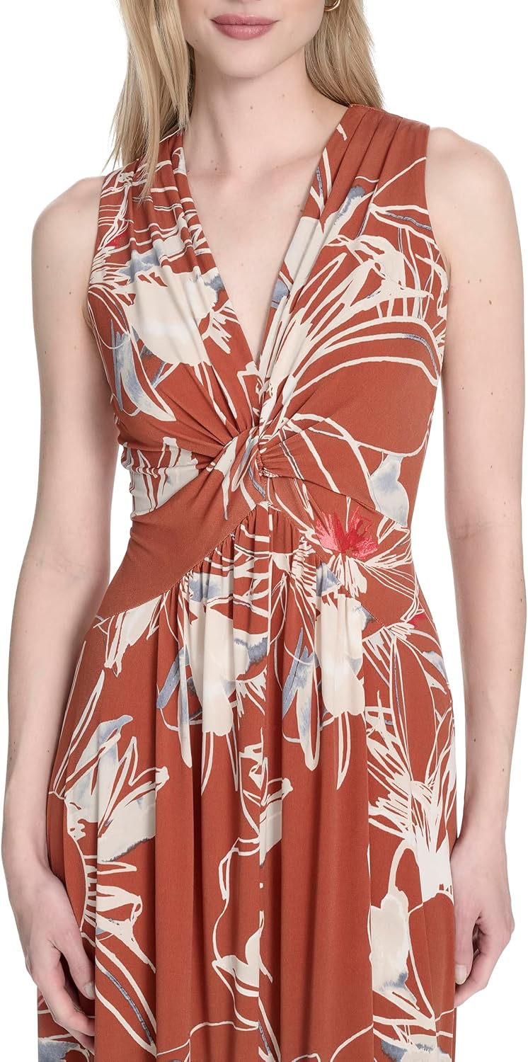 Calvin Klein Women's Sleeveless Knotted V-Neck A-Line Maxi Dress - Image 2