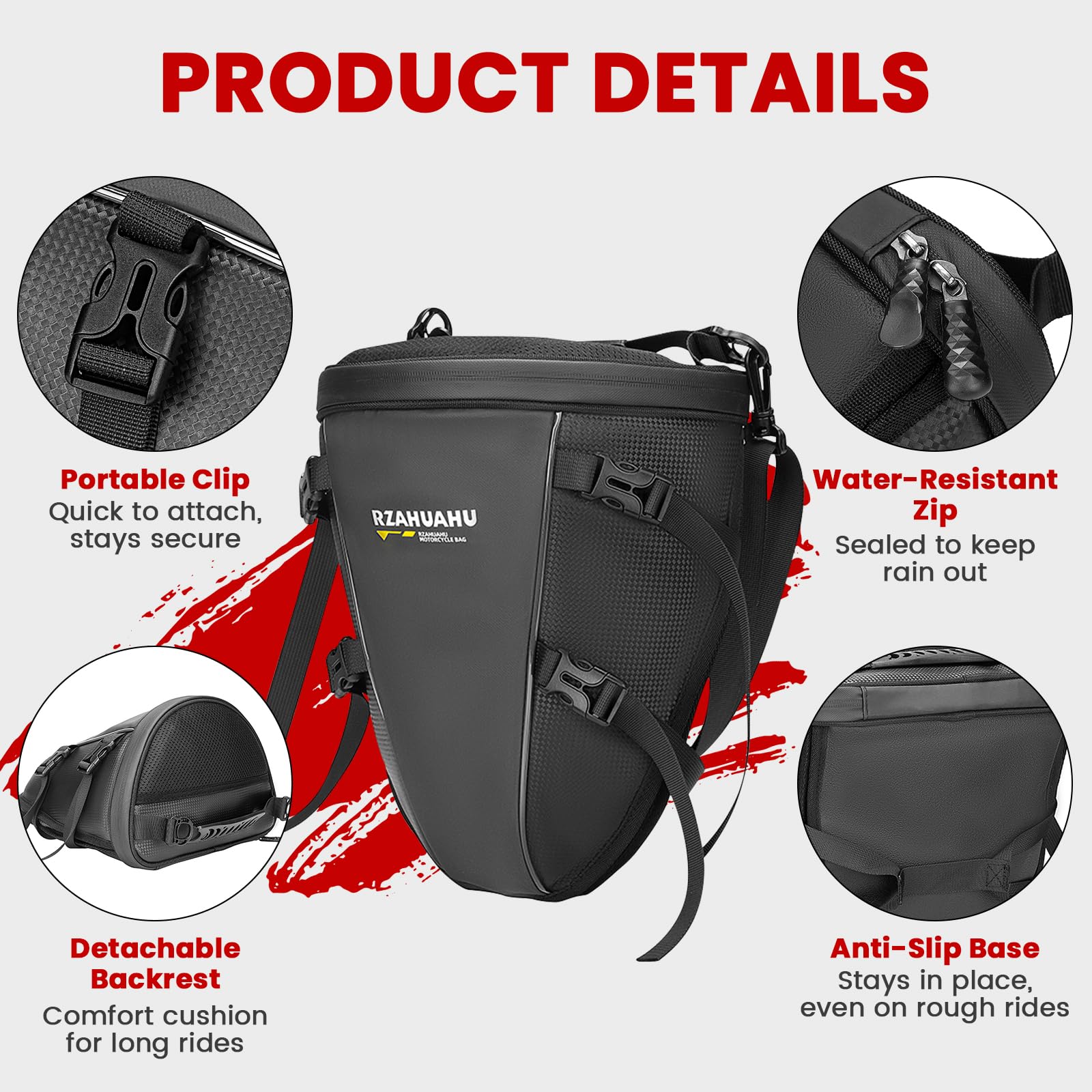 UBORSE Borsa posteriore per moto, impermeabile, 10 – 14 l, per sport, moto, con tracolla e maniglia, espandibile, borsa da sella, piccolo strumento Gear (nero)