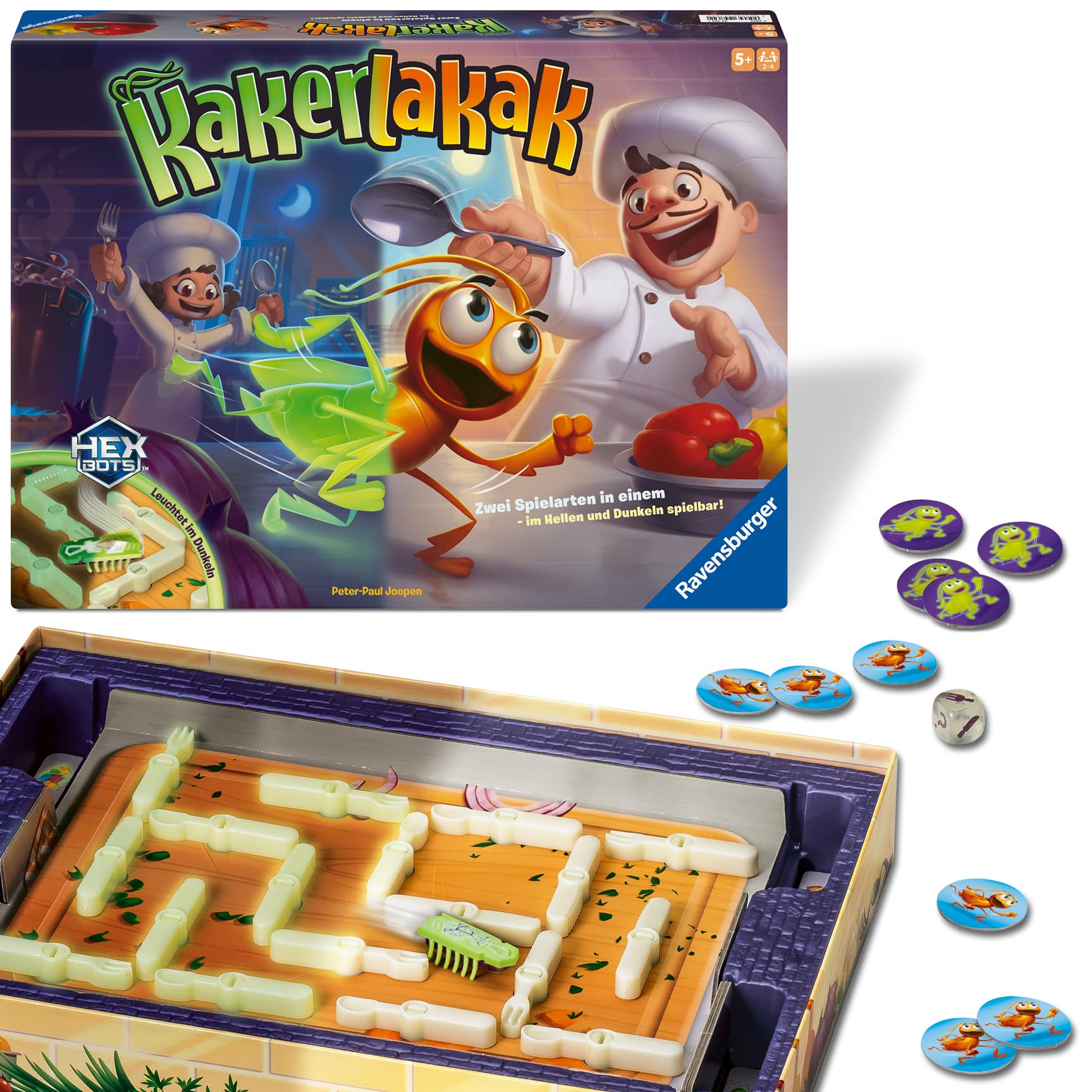 Ravensburger 24762 Kakerlakak Glow in The Dark - Aktionsspiel mit elektronischer Kakerlake für Groß und Klein ab 5 Jahren, für 2-4 Personen
