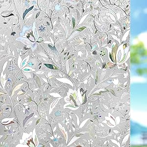Kromapolis Window Film Privacy Frosted, Stained Glass Decorative Film, Non-Adhesive, No-Glue (35.4 x 314.9 inch)