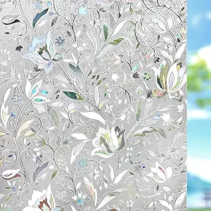 Kromapolis Window Film, Window Privacy Film, Window Vinyl Glass Covering, Stained Glass Decorative Film, Window Film Privacy Frosted, Static Window Clings, Non-Adhesive, No-Glue (11.8 x 78.7 inch)