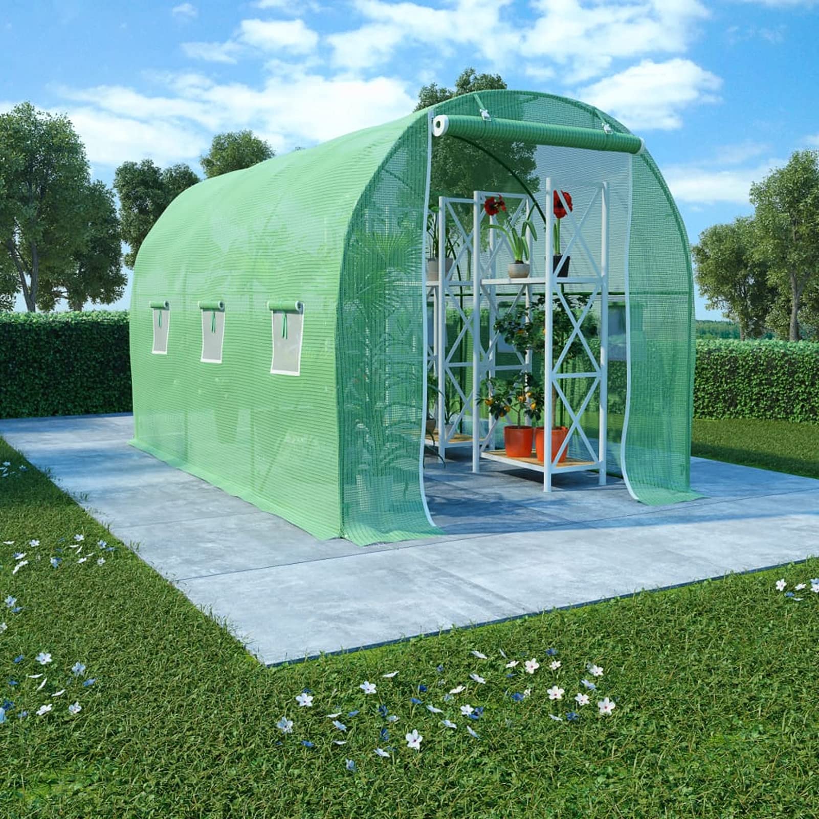 Homgoday Dekoracja szklarni 6,86 m² 3,43 x 2 x 2 m, szklarnia ogrodowa, szklarnia ogrodowa, szklarnia balkonowa, szklarnia ogrodowa, szklarnia do roślin