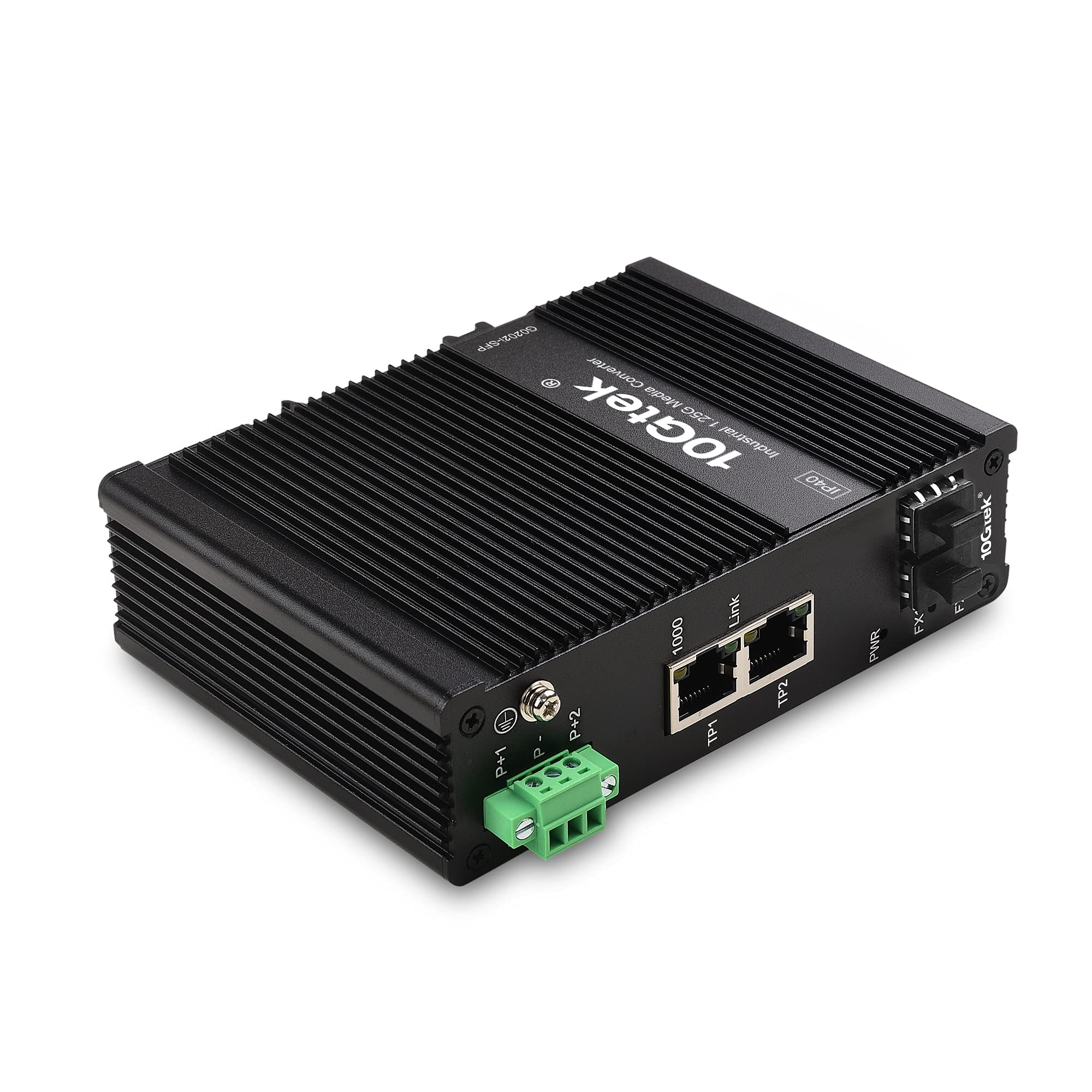 10Gtek 4-Port Industrial DIN-Rail Ethernet Switch Hutschiene, IP40, 2X Gigabit SFP Slot mit 20-km SFP Transceiver, G0202i, DIN-Rail Mount（Power Supply is Not Included）