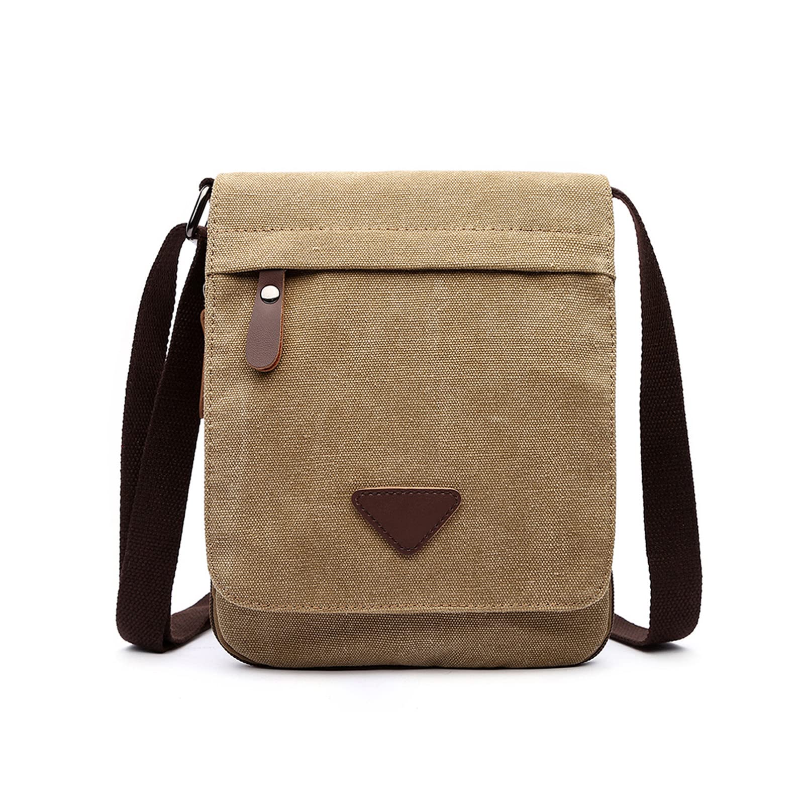 FANDARE Retro Bandoleras Hombre Bolso Bandolera Lona Bandoleras Mujer Bolsa de Honda Bolsos para Estudiante Viaje Trabajo Universidad Business Bolso Movil Caqui
