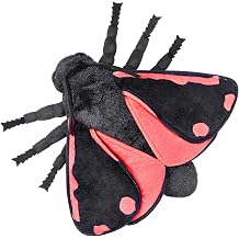 FRANKIEZHOU Lifelike Cinnabar Moth Stuffed Animal-Black 9.8",Moth Plush Toy,Gifts for Kids,Home Decor,Hugging Toy