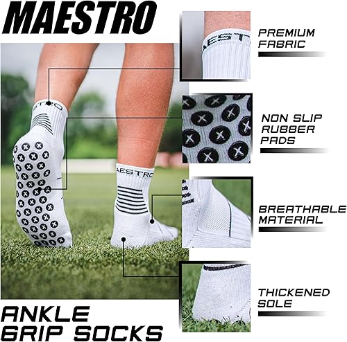 Miniatura 8 de Maestro Grip Socks - Calcetines antideslizantes para hombre - Calcetines antideslizantes para fútbol baloncesto hockey fútbol