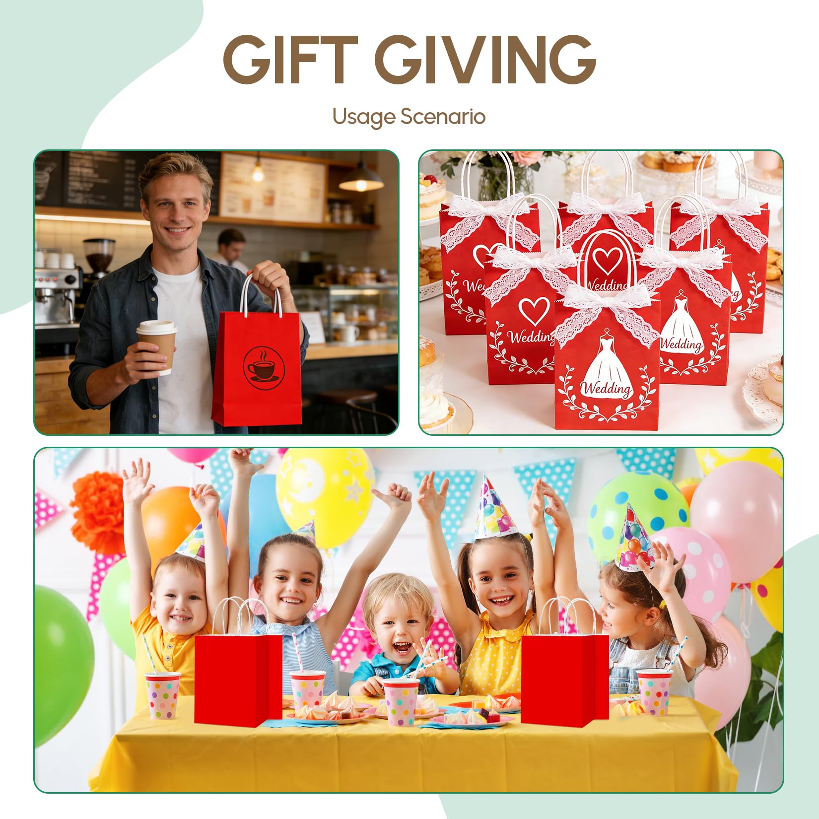 Qioxiou 60 Pack Red Gift Bags with Handles Small Size Bulk 5.91x3.15x8.27 Kraft Paper Gift Bags, Small Red Paper Sacks for Shopping, Business, Retail Merchandise Grocery, Wedding Birthday Party Favor