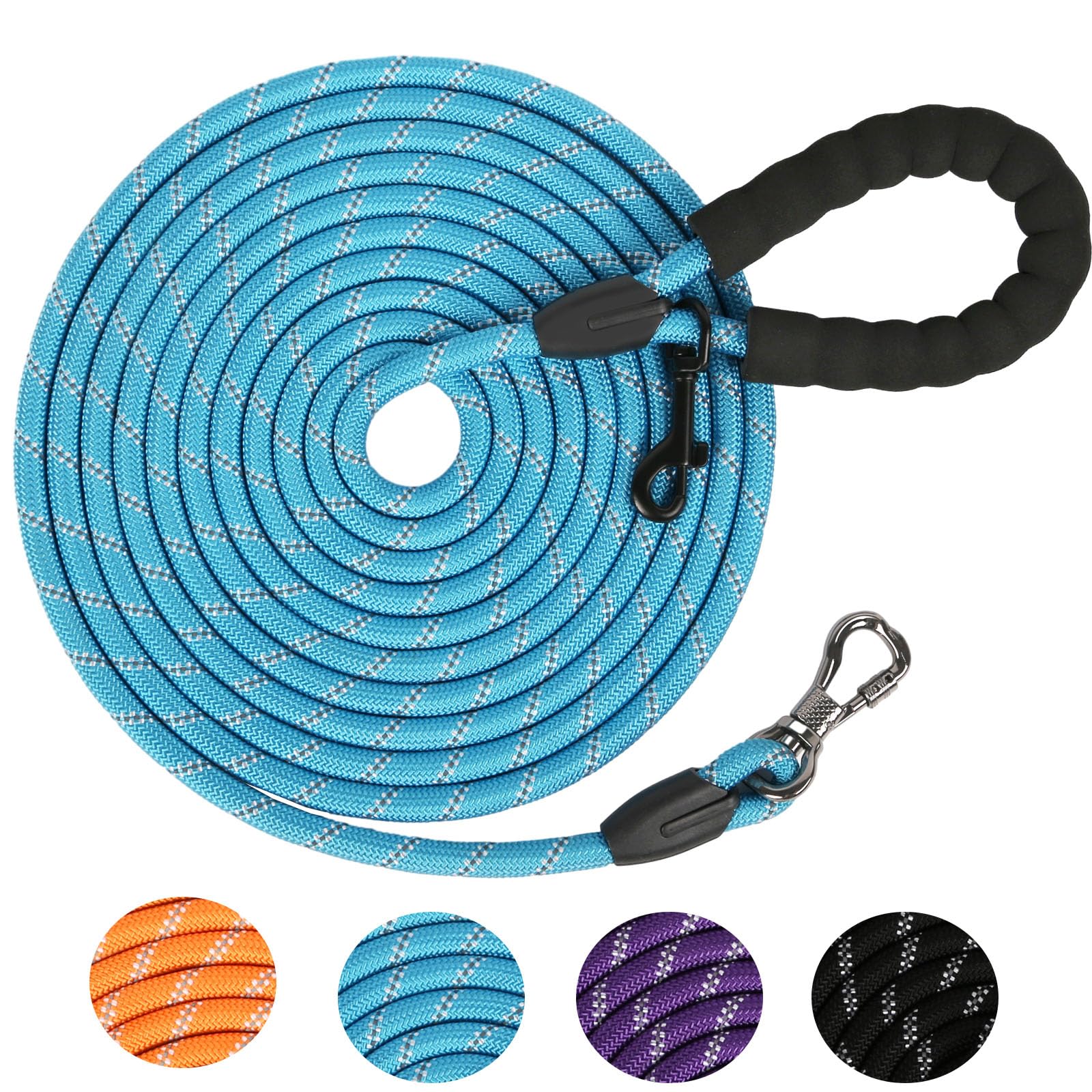 Long Leash for Dog Training 16FT/30FT/50FT/100FT, Reflective With Lockable Hook, Heavy Duty Lead Tie Out Rope for Large Medium Small Dogs Outside Walking, Playing, Camping, or Yard — image 1
