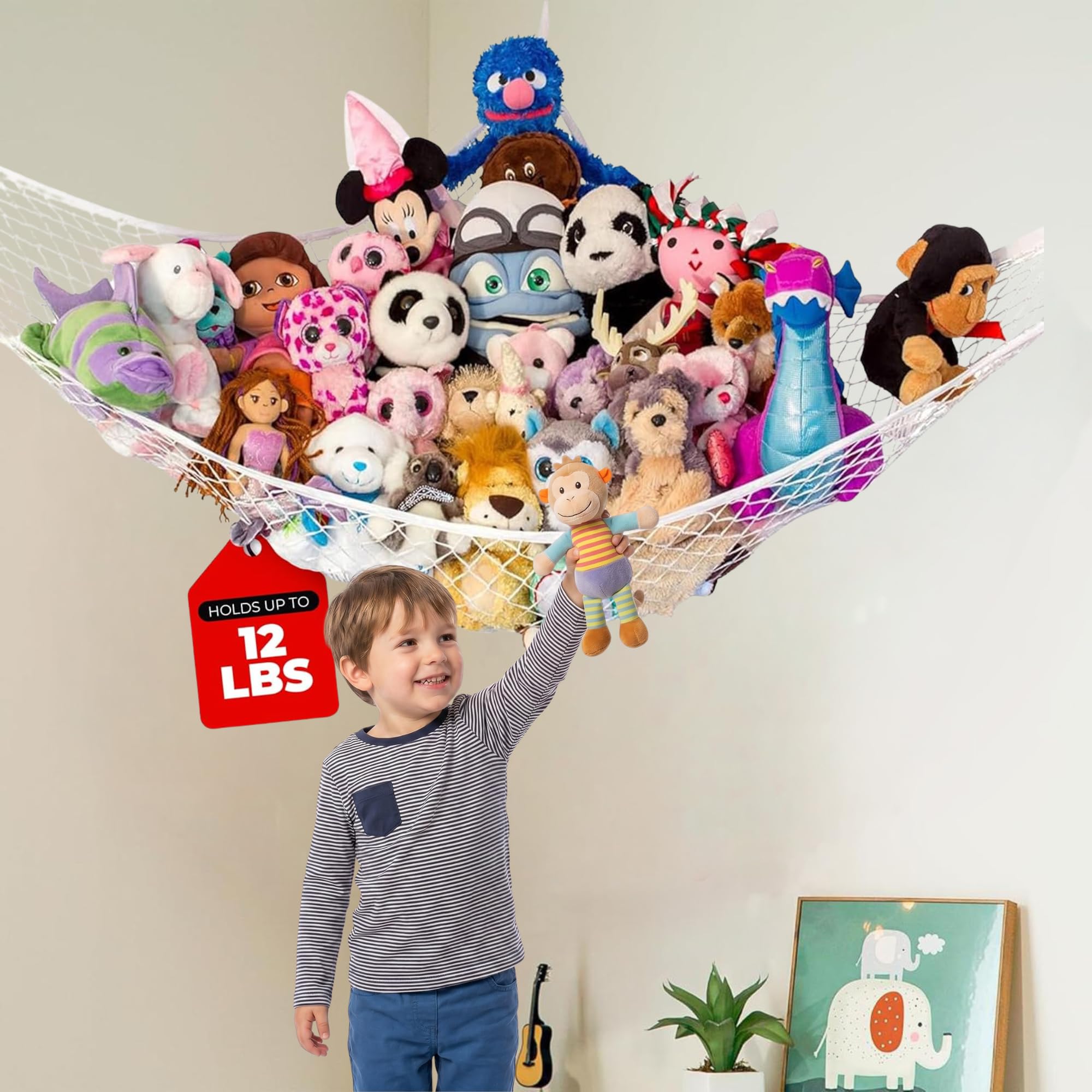 Lilly's Love Teddy Hammock | Toy Hammock for Stuffed Animals | Soft Toy Storage | Cute Room, Bedroom & Home Decor | Large (White)