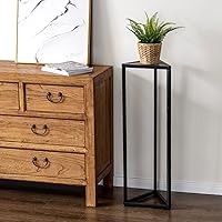 Vista 6 de MyGift Soporte para plantas de 36 pulgadas de alto para interiores, soporte de esquina triangular moderno, de madera soplada grande y marco de metal