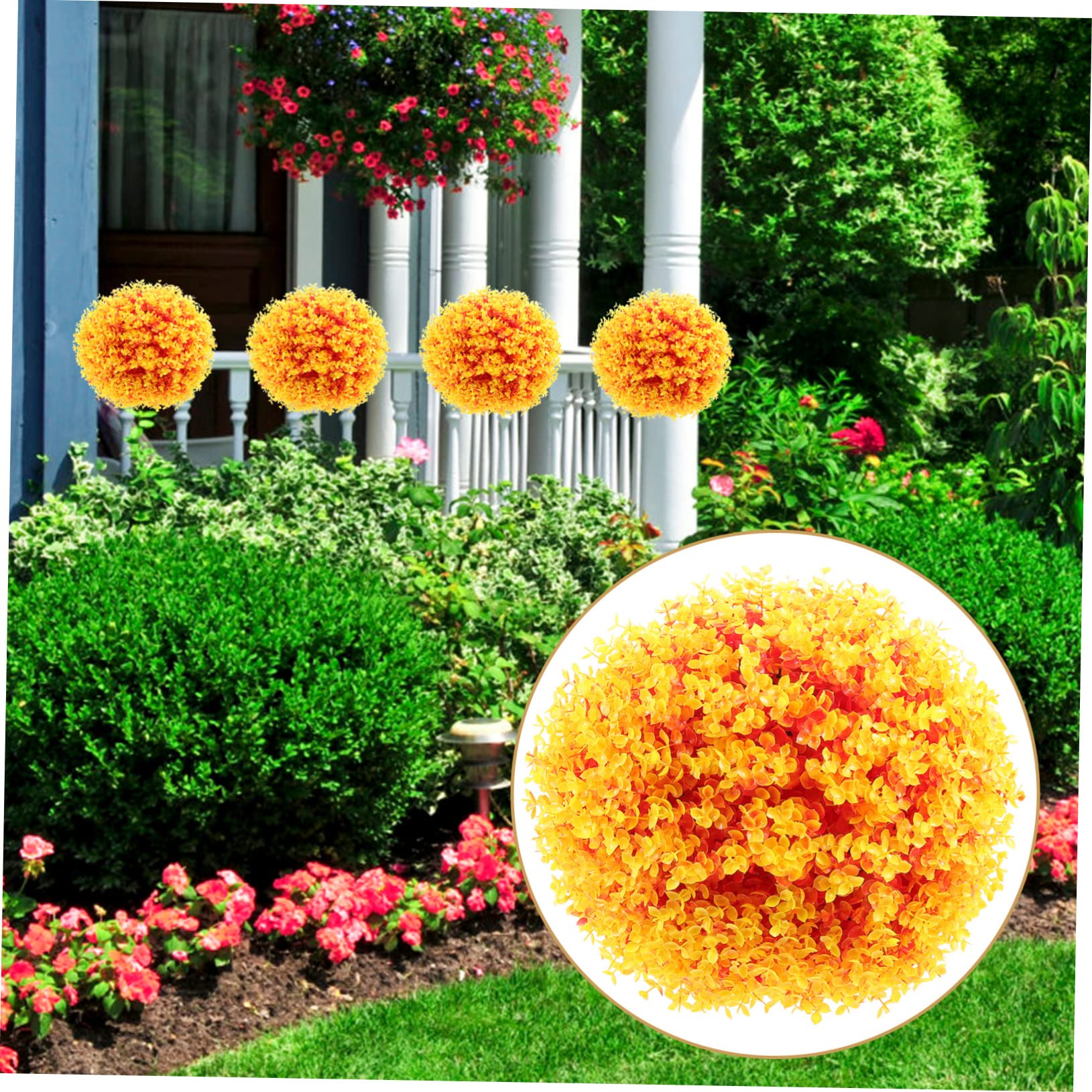 Zerodeko Bola de Plástico de Topiario de Eucalipto Artificial Naranja Ligera para Adorno Interior y Exterior en Bodas y Vida Diaria