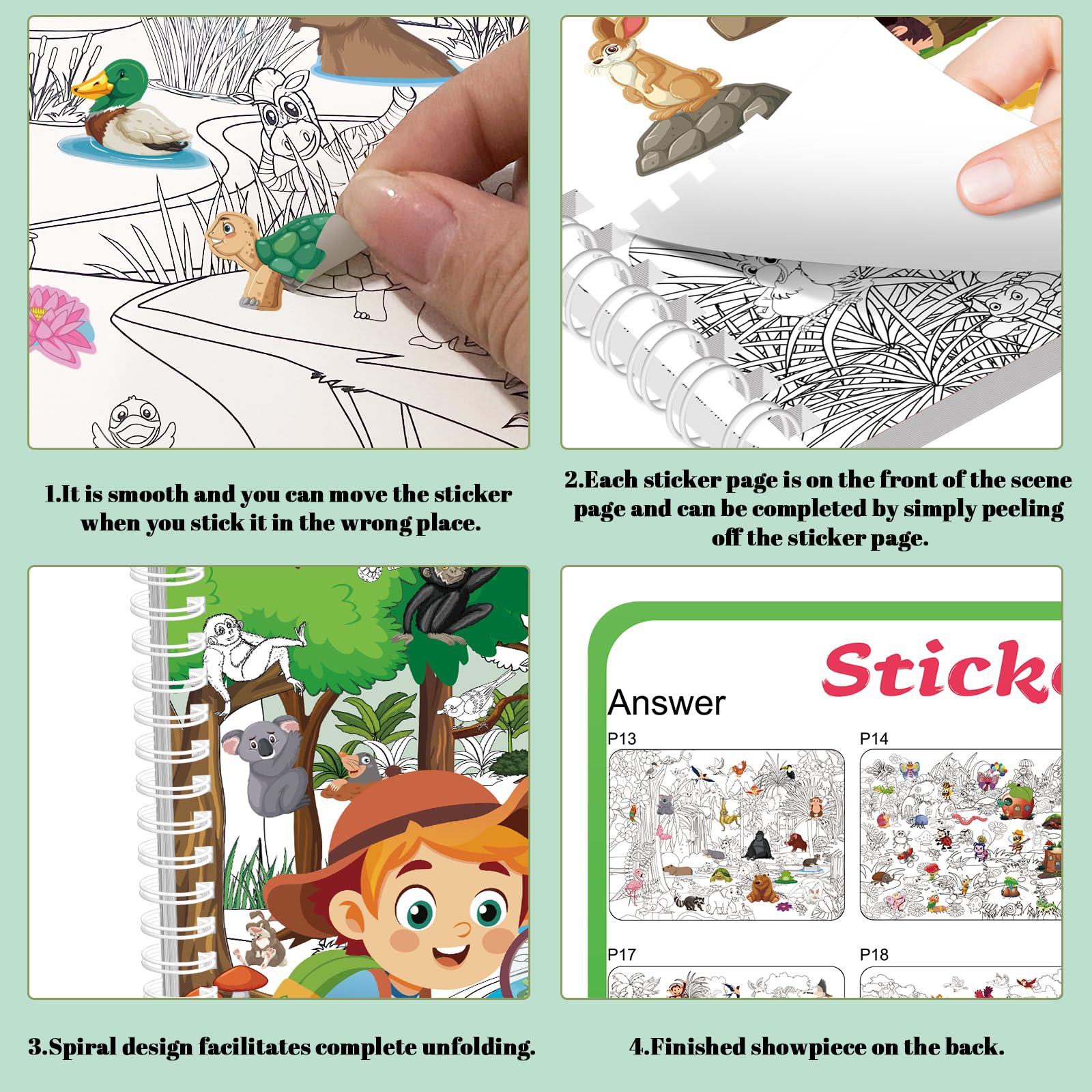 Elfew Find The Animal Sticker Books for 2+ Year Olds, 450+ Stickers for Children Toddler Stickers Activities Book - Image 2