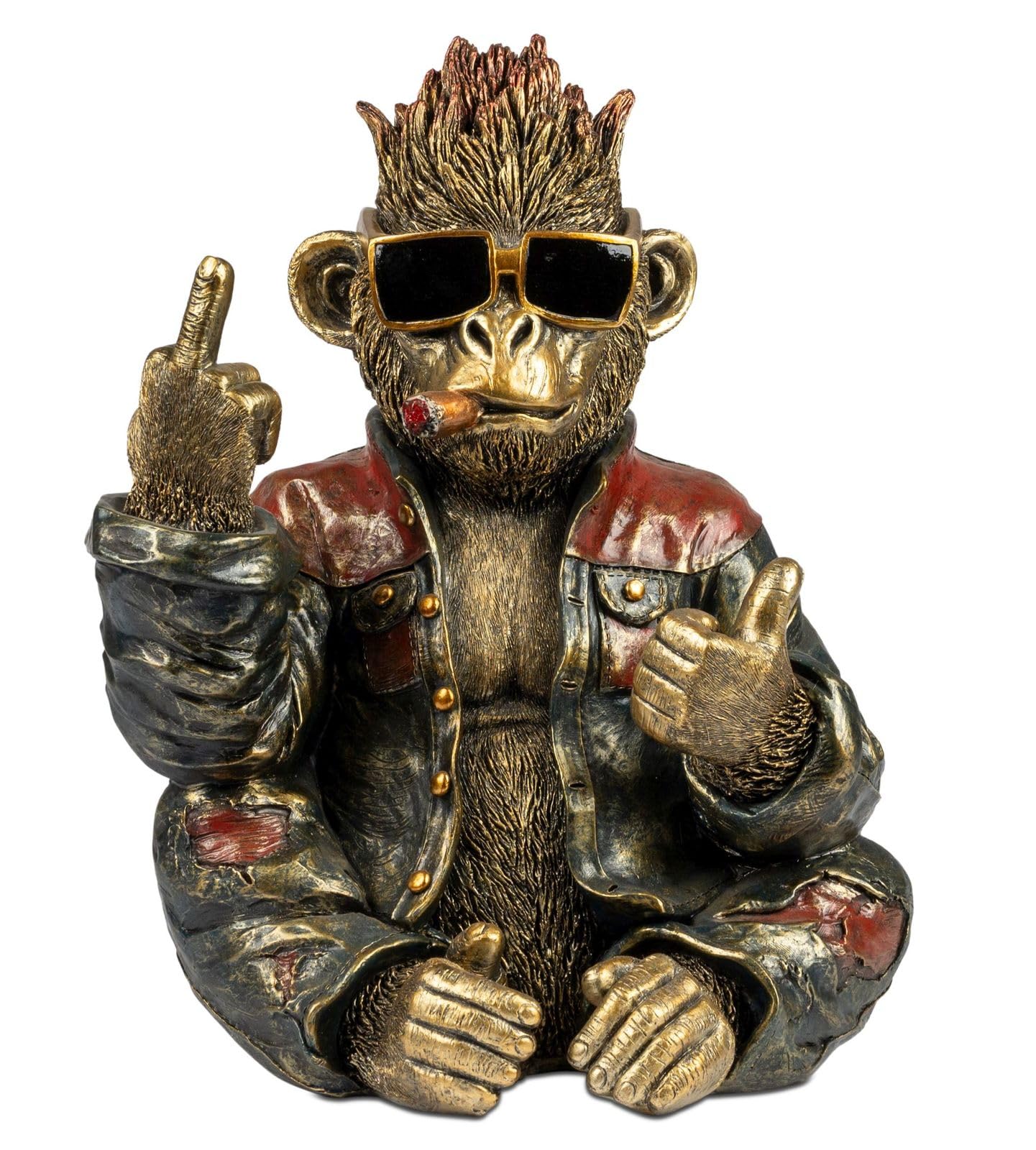 formano Dekofigur AFFE 33 cm sitzend Handbemalte Polyresin Figur modernen Look - witzige Tierfigur mit Sonnenbrille & Jacke - ausgefallene Wohn-Deko & Geschenkidee für Trendige Einrichtung