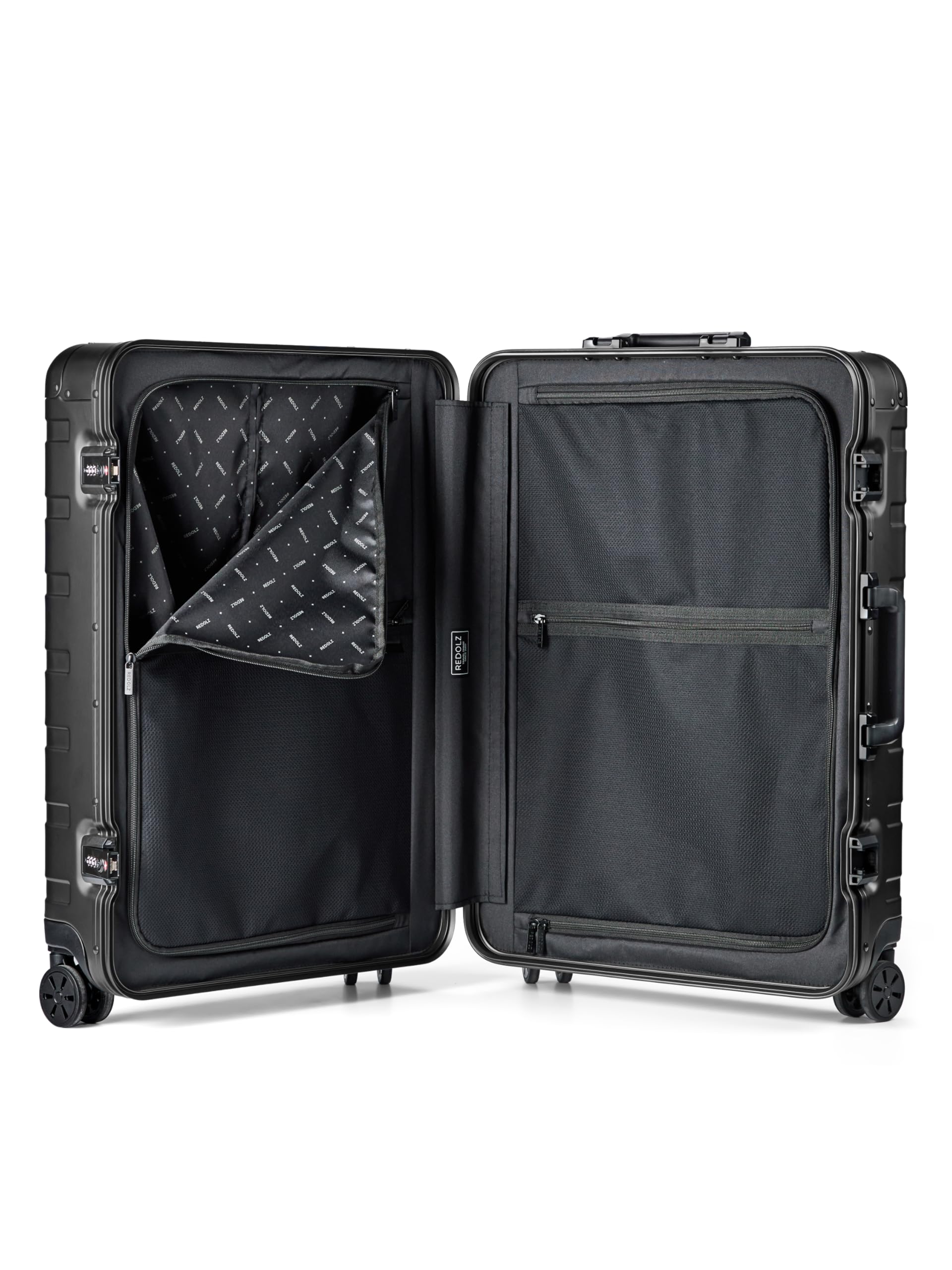REDOLZ Pro Aluminium Check-In Koffer 66x46x26 cm Mittelgroß Hartschale Trolley 4-Rollen Spinner Reisegepäck 60 Liter