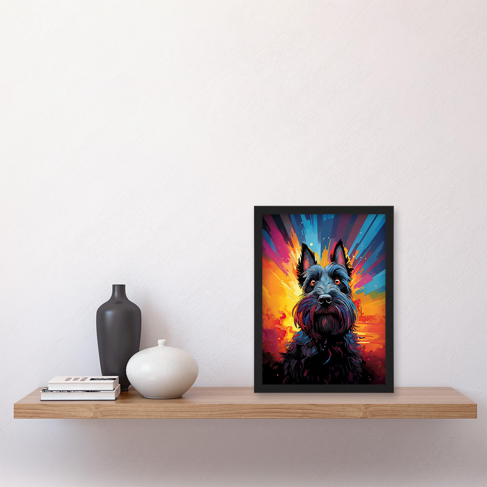 Artery8 Scotty Dog Scottish Terrier Dog Lover Gift Pet Portrait Vibrant Orange Purple Blue Artwork Painting Artwork Framed Wall Art Print A4 - Image 4