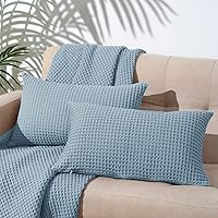 Vista 44 de PHF - Funda de almohada lumbar 100% de algodón con tejido de punto gofre, 12 x 20 pulgadas, sin relleno, paquete de 2 fundas de cojín rectangulares