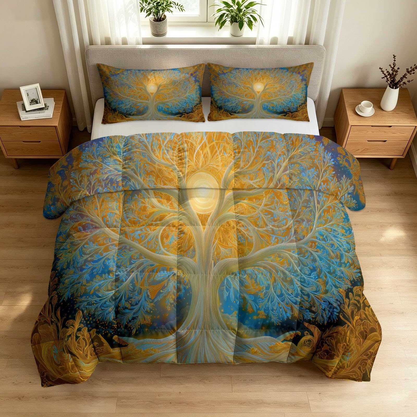 Edredón de verano ligero 240x260 cm estilo bohemio manta fina reversible