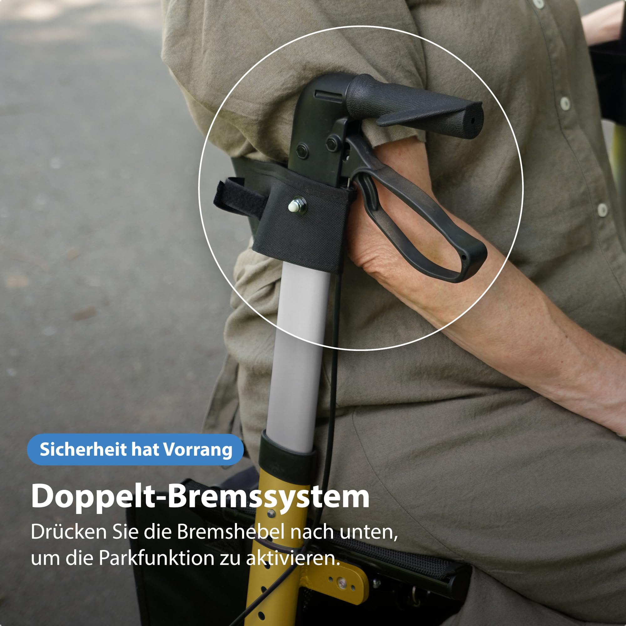 Safe Age Rollator faltbar und leicht mit Sitz - Gehhilfe für Senioren, Rollator für die Wohnung Indoor & Outdoor - mit Rückenlehne und Gehstockhalter
