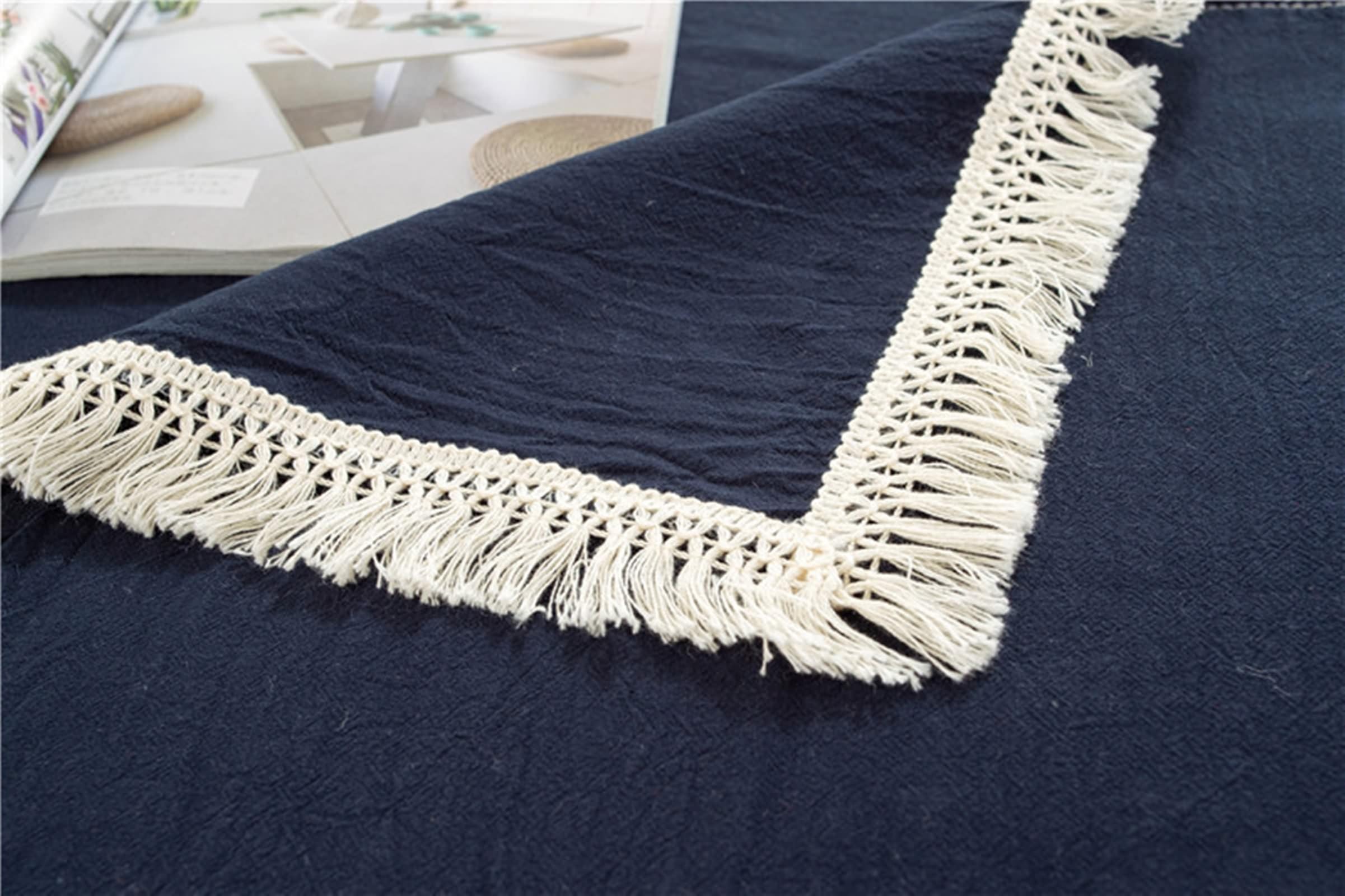Tovaglia da Cucina Cotone, Tovaglie 130 x 180 cm Tinta unita con nappa Tovaglia per La Decorazione della Casa CucinaBlu navy-StileB
