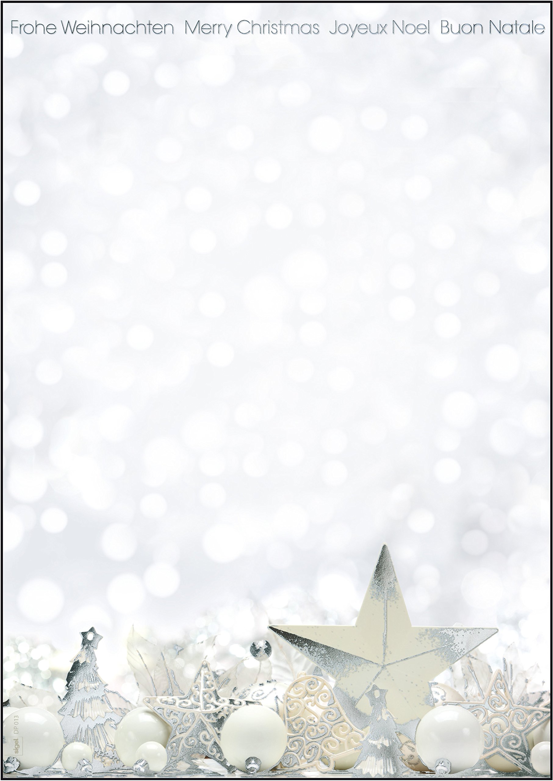 SIGEL DP013 Christmas writing paper "White Stars", A4, 90 gsm, 25 sheets