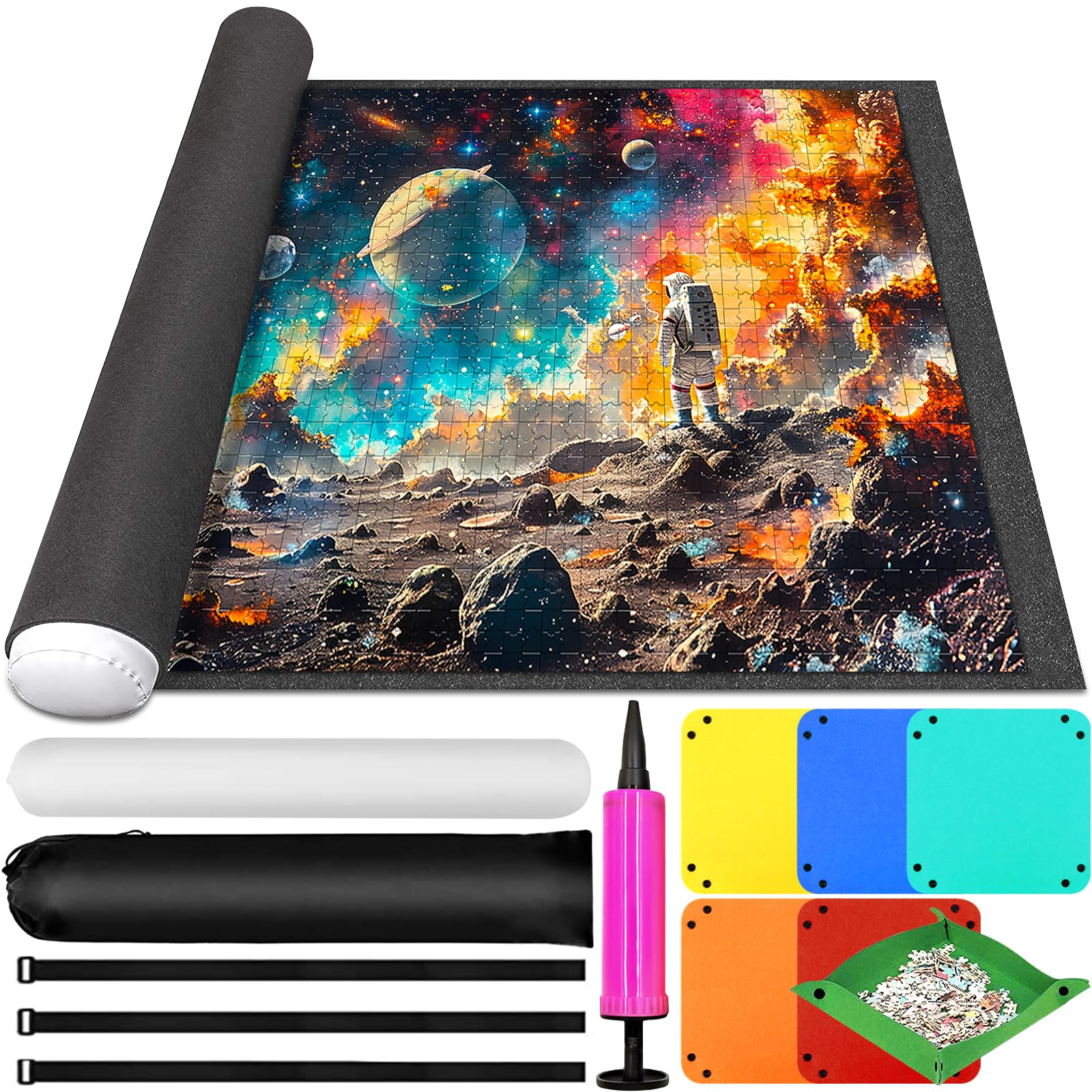 ZQEJEFD Tapete Puzzle, Tapete para Enrollar Puzzles para 1000 1500 2000 3000 Piezas, Puzzle Mat Roll Up Puzzle Pad, Estera de Rompecabezas Portátil, Fieltro Tapete Puzzle, Accesorios para Puzzles,Gris