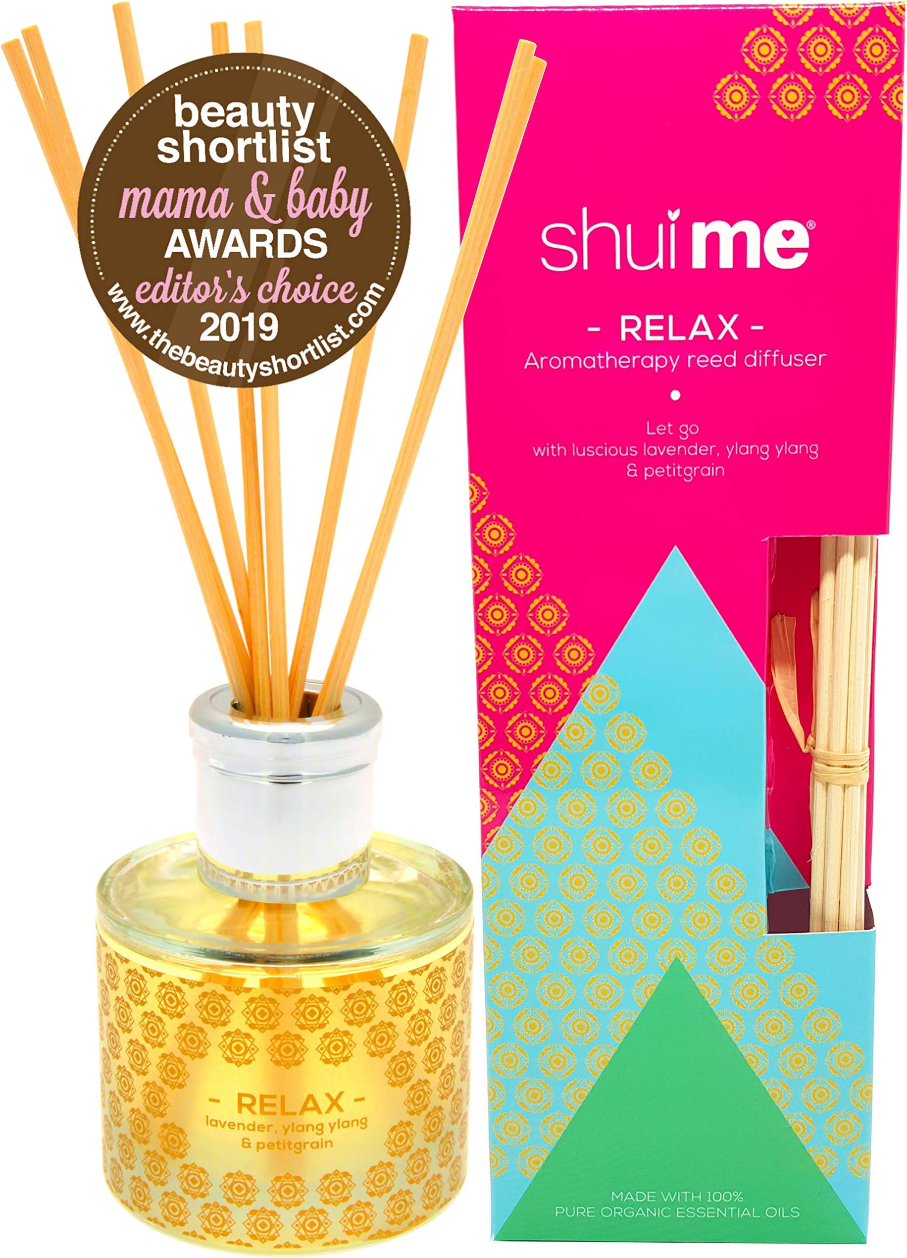 Shui Me Relax - long lasting, luxury, organic aromatherapy reed diffuser (100ml)