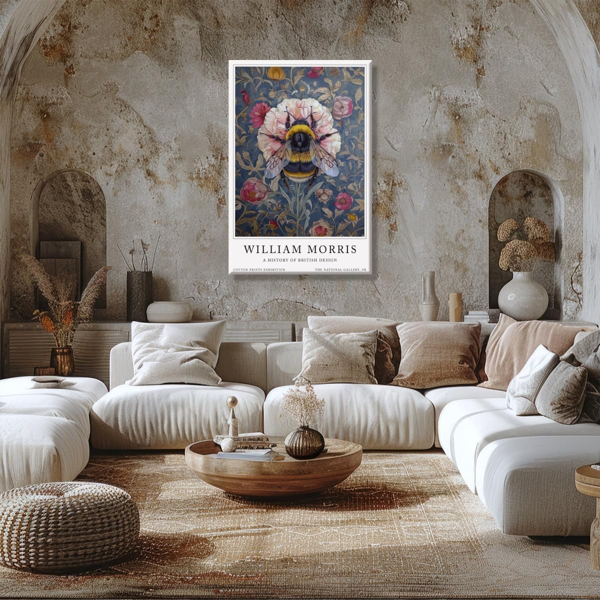 William Morris Bumble Bee Botanical Wall Art Posters Decor for Kitchen Garden Vintage Botanical Textile Print8x12inch Framed