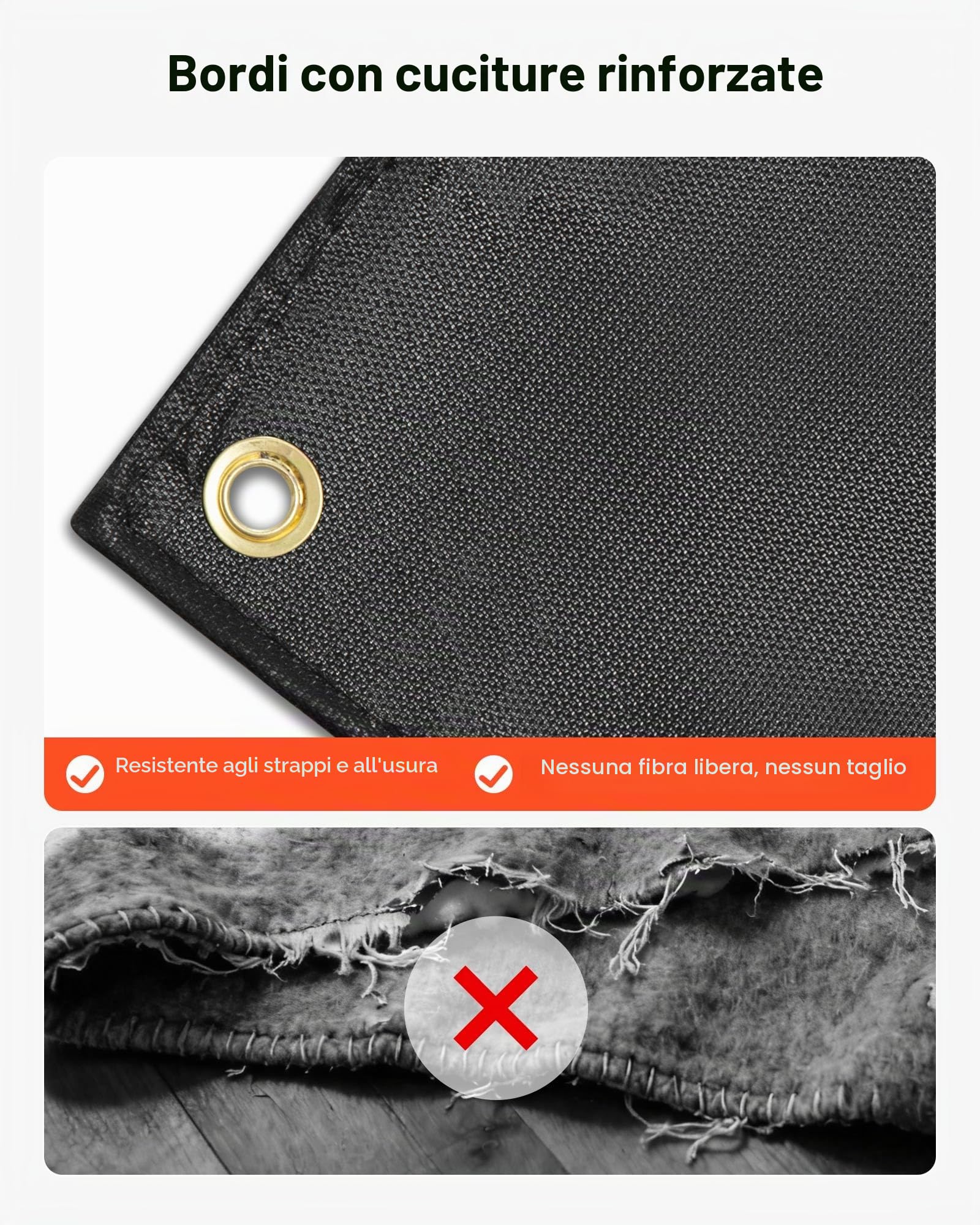 VEVOR Coperta per Saldatura in Fibra di Vetro Rivestita in Silicone da 1829 x 2438 mm, Coperte di Protezione Resistente al Calore max. 982°C, Tappeto Ignifugo Protettivo per Saldatura, Nero