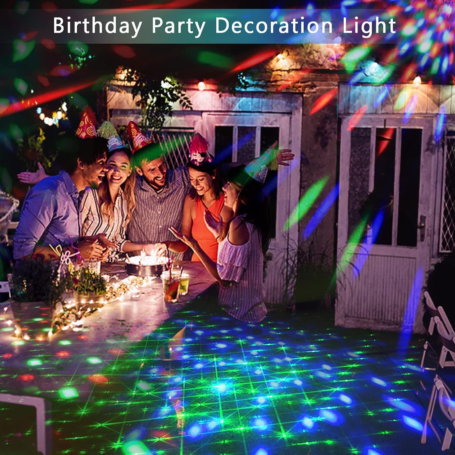 Luces de DJ con soporte, luces de fiesta DJ discoteca activadas por sonido, luz de fiesta 5 en 1 con bola giratoria, estroboscópico, UV, iluminación LED colorida par y patrón para concierto