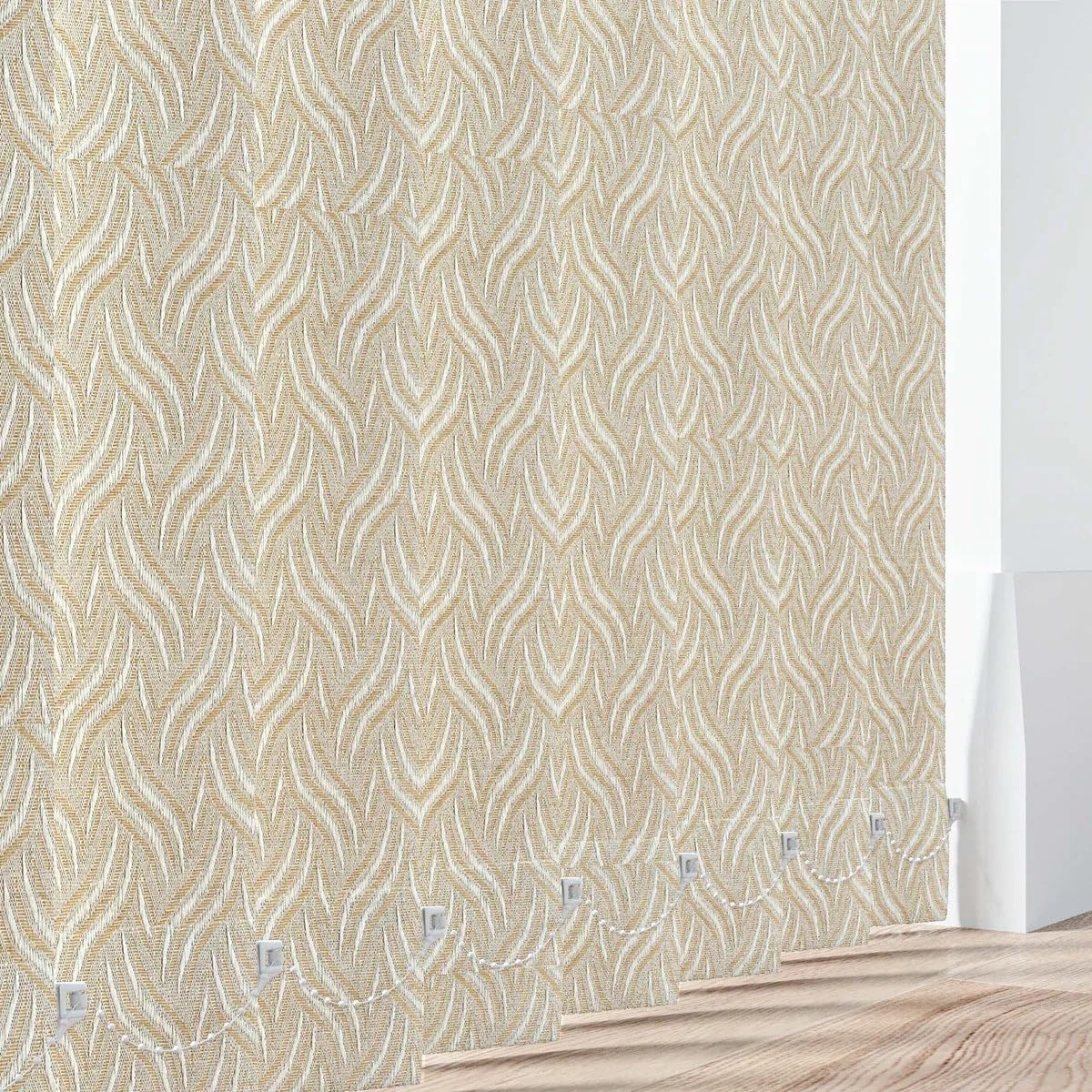 Made to Measure Vertical Blinds Slats - Marina Fabric Harvest 89mm(3.5") Wide Louvres - Replacement Slats for Windows & Conservatory Blinds with Weights and Chains - Colour Options (Marina Harvest)