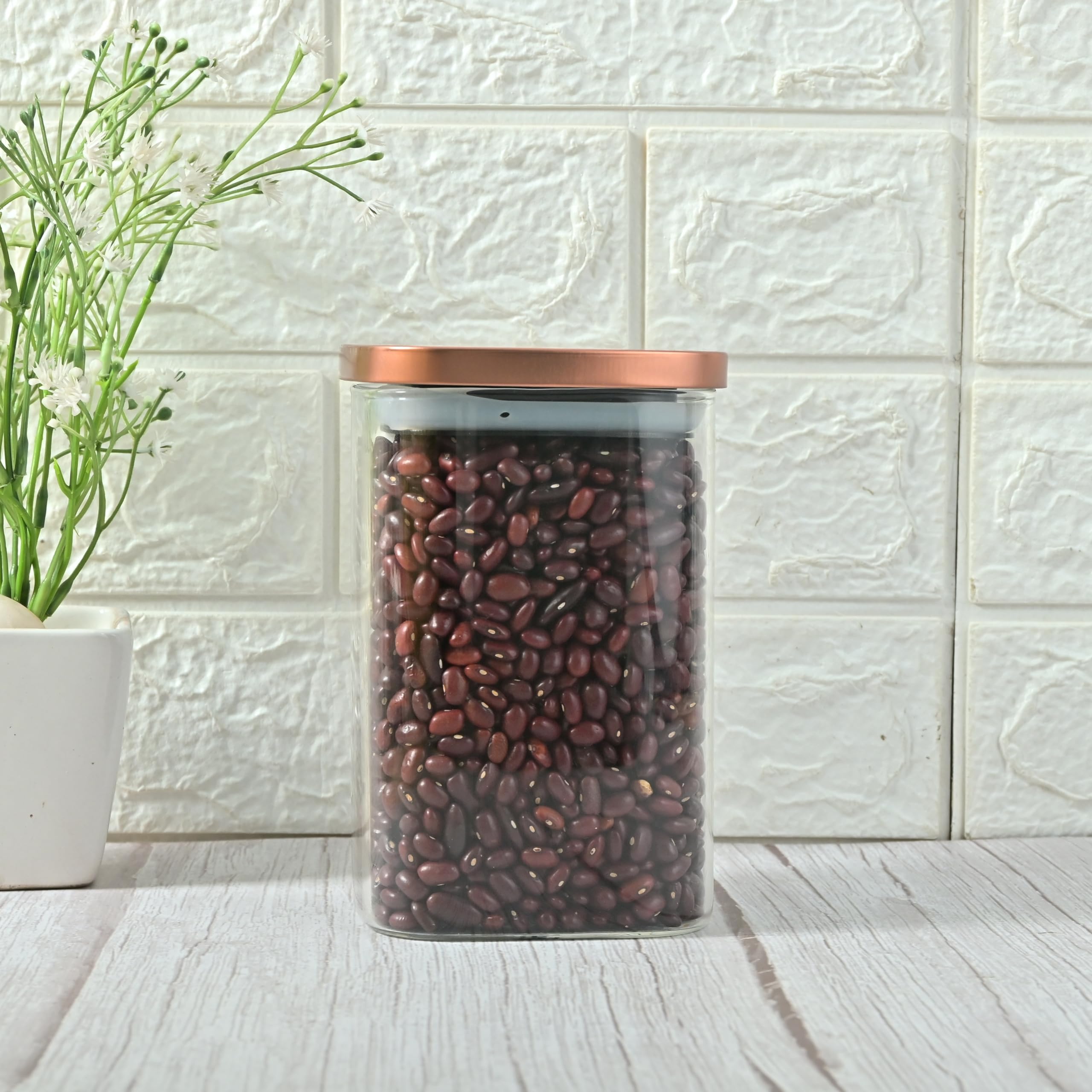 Femora Borosilicate Glass Square Jar, Kitchen Storage Jar, Airtight Steel Lid, 1100 ML, Pack of 1 (B0D1Y9JB4W) Amazon Price History, Amazon Price Tracker