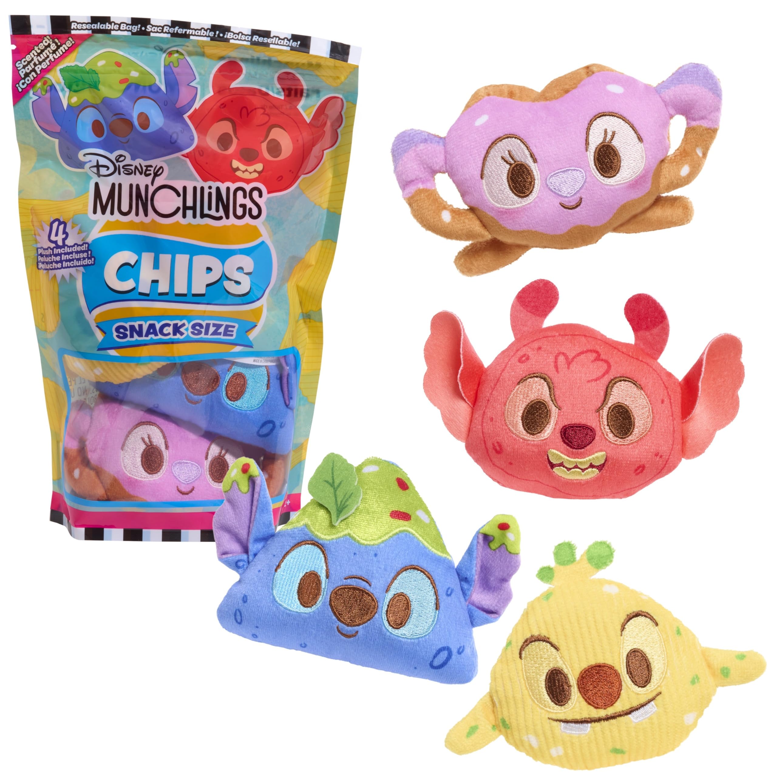 Disney Munchlings Snack Pack Plush Classic Chips, Collectible Munchlings Plush, for Boys and Girls, Ages 2 and Up, Kids Toys for Ages 2 Up by Just