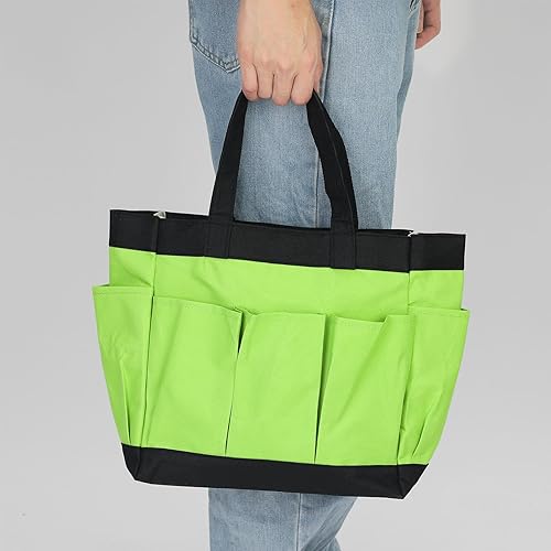 Miniatura 7 de HARFINGTON Bolsa de herramientas de jardín de 11.2 x 5 x 11 pulgadas, grande, Oxford, impermeable, con bolsillos, bolsa de mano de jardín,