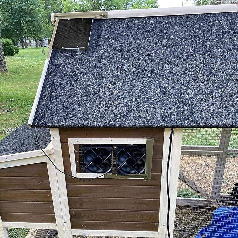 Solar Ventilator 12V 10W für Gewächshaus, Dual-Auslass mit Regenwasserschutz, 3200 U/min für Hühnerstall Wohnmobil