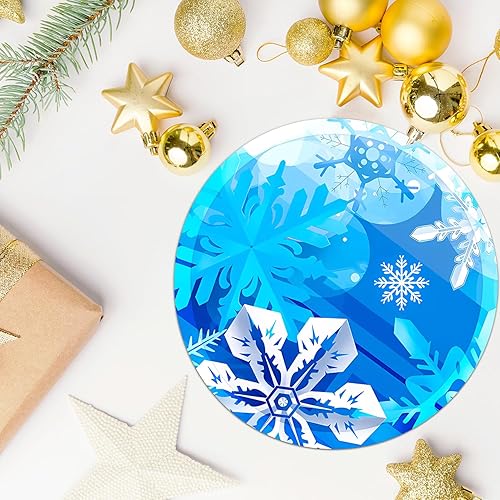 Miniatura 6 de Platos de papel de copo de nieve, platos redondos azules desechables con temática de nieve, suministros de fiesta de cumpleaños, boda, despedida de