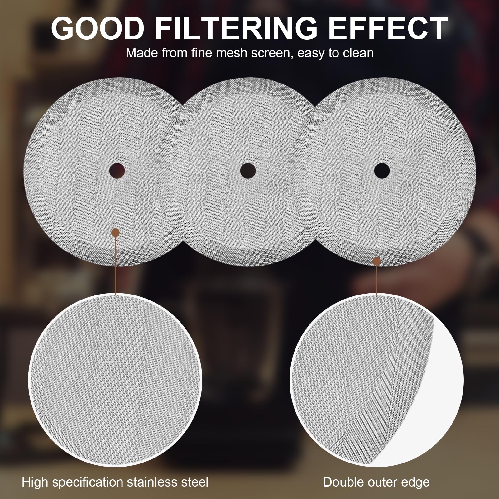 8 Pack 2.75in Replacement Stainless Steel Reusable Cafetiere Coffee Press Filter Mesh Screen for Cafetiere 1 Cup/12 Oz/ 350 Ml - Image 3