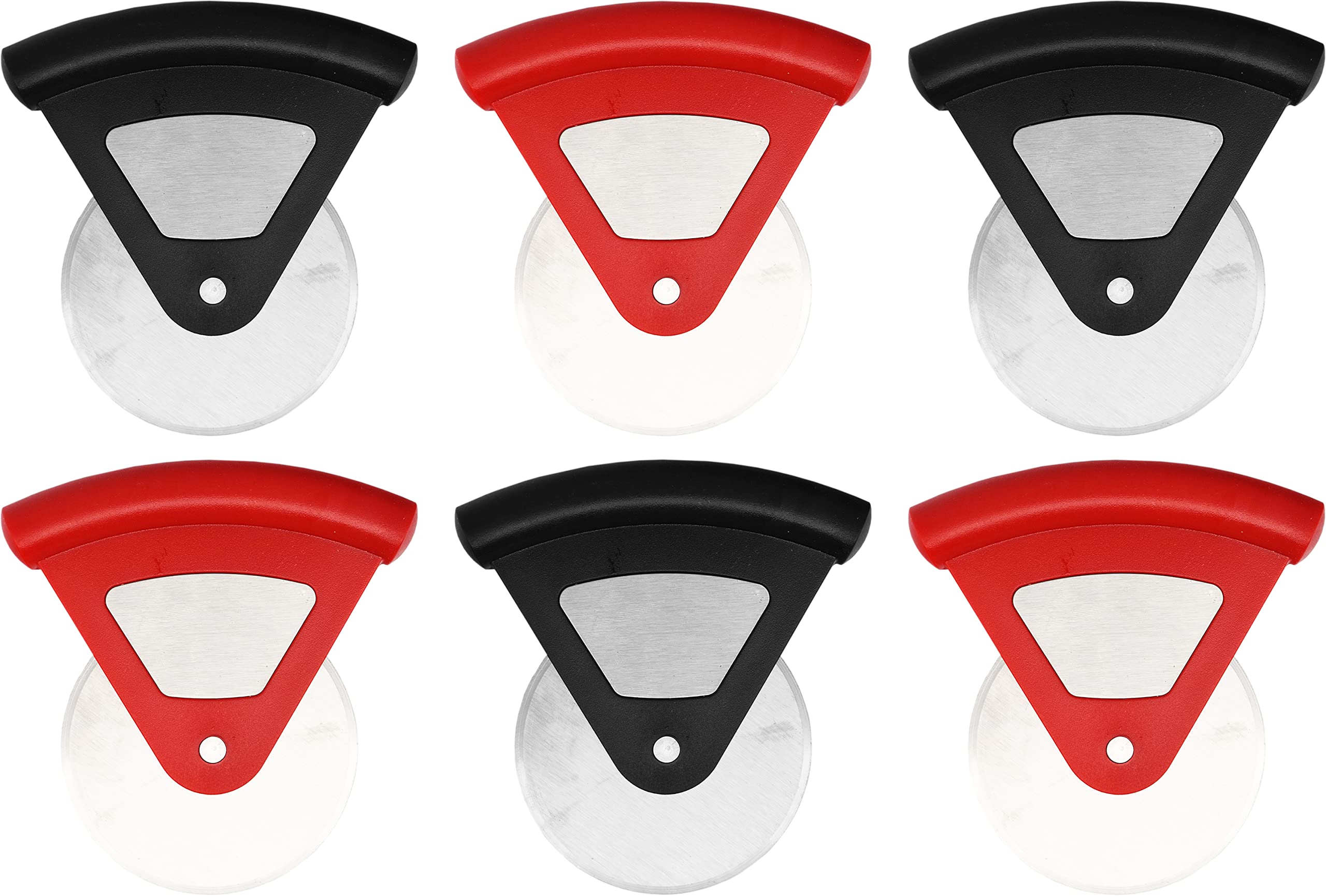 Set of 6 Palm Pizza Cutters - Measures 3" Blade | 4.25" Tall - One Handed - Great for Pastries, Pasta, and So Much More - Assorted Colors (Six)