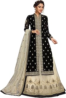 TRENDMALLS Women's Georgette Embroidery Kurta Lehenga Suit Set