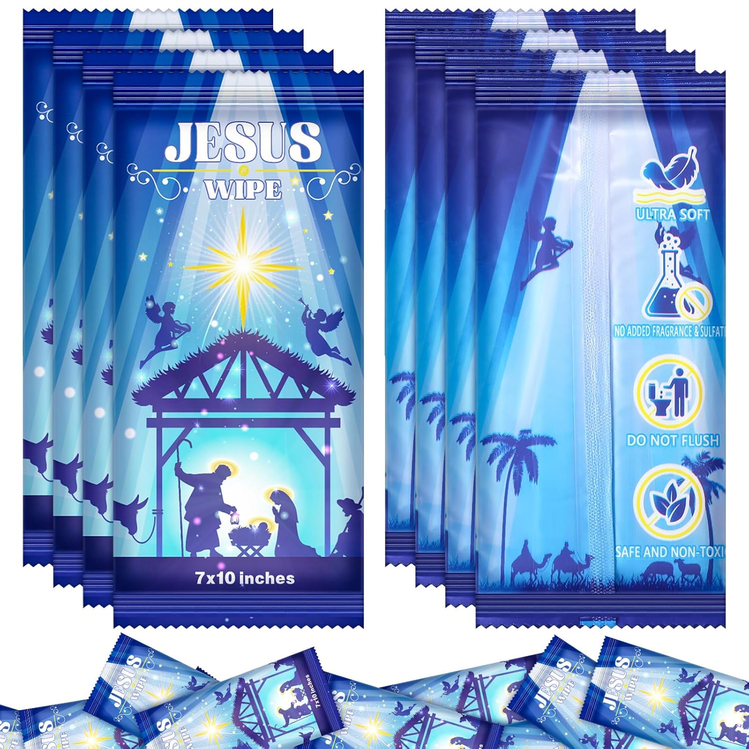 Dimsile 200 Pcs Christmas Jesus Wipes Individually Wrapped