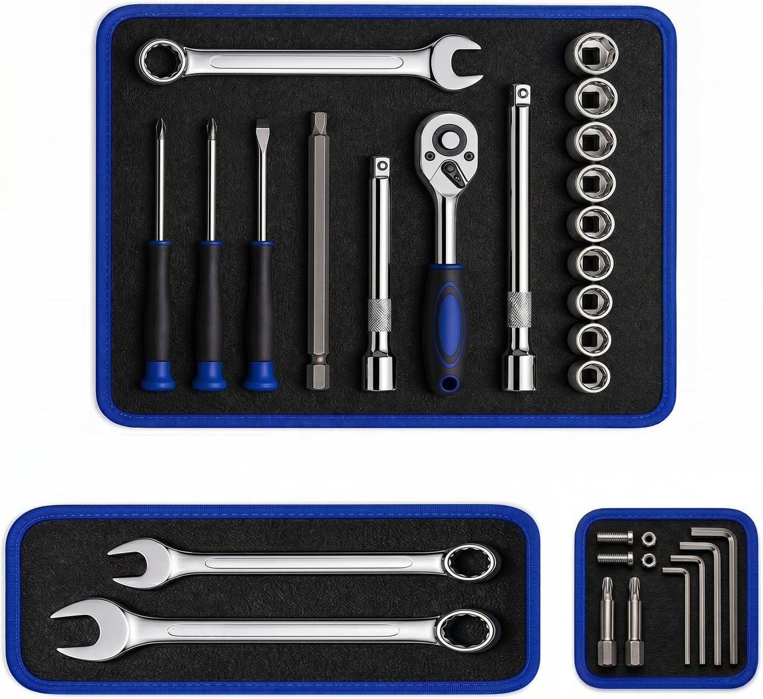 Flexible Magnetic Tool Mat Set 3PCS Magnetic Tool Tray with Strong Magnets